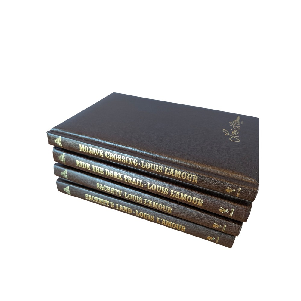 Vintage 1980s Louis L'Amour Collection Bantam Hardcover Book Set 4 Volumes Brown